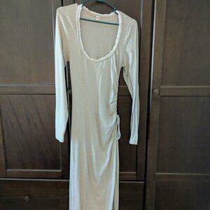 Daily Practice by Anthropologie Fitted Ruched Maxi Dress Ivory and Brown